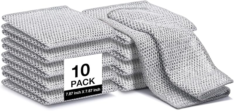 Non Scratch Wire Dishcloth, Multipurpose Wire Dishwashing Rag for Wet and Dry, Multifunctional Dish Rags for Washing Dishes, Reusable Steel Wool Scrubber for Kitchen Cleaning