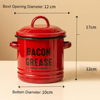 🌟🌟Bacon Grease Container, 46 Oz Enamel Bacon Grease Container with Strainer, and Food-Grade Silicone Spatula, for Filtering Out, Storing and Recycling (White)