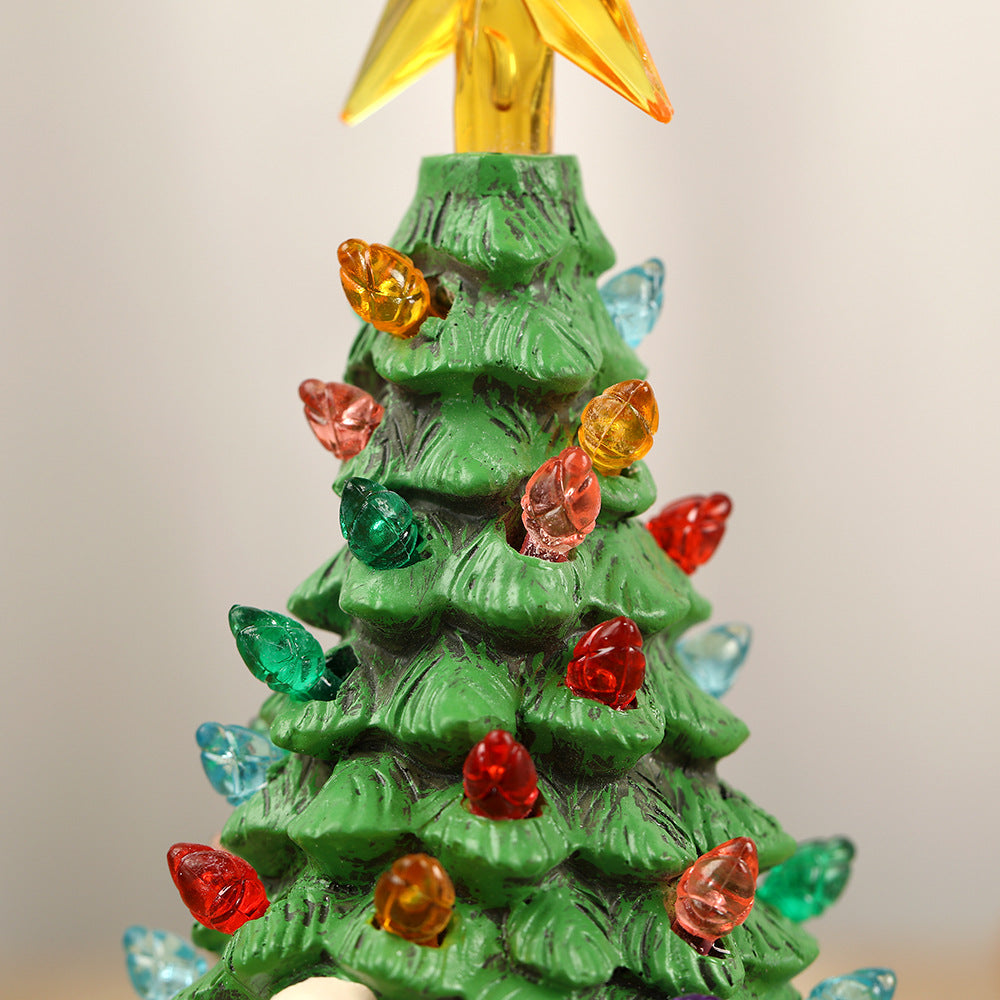 🎅🎄❄️Old Man Tree Resin Ornament Christmas Celebration Mall Window Cute Style Glowing Craft🎁🌈