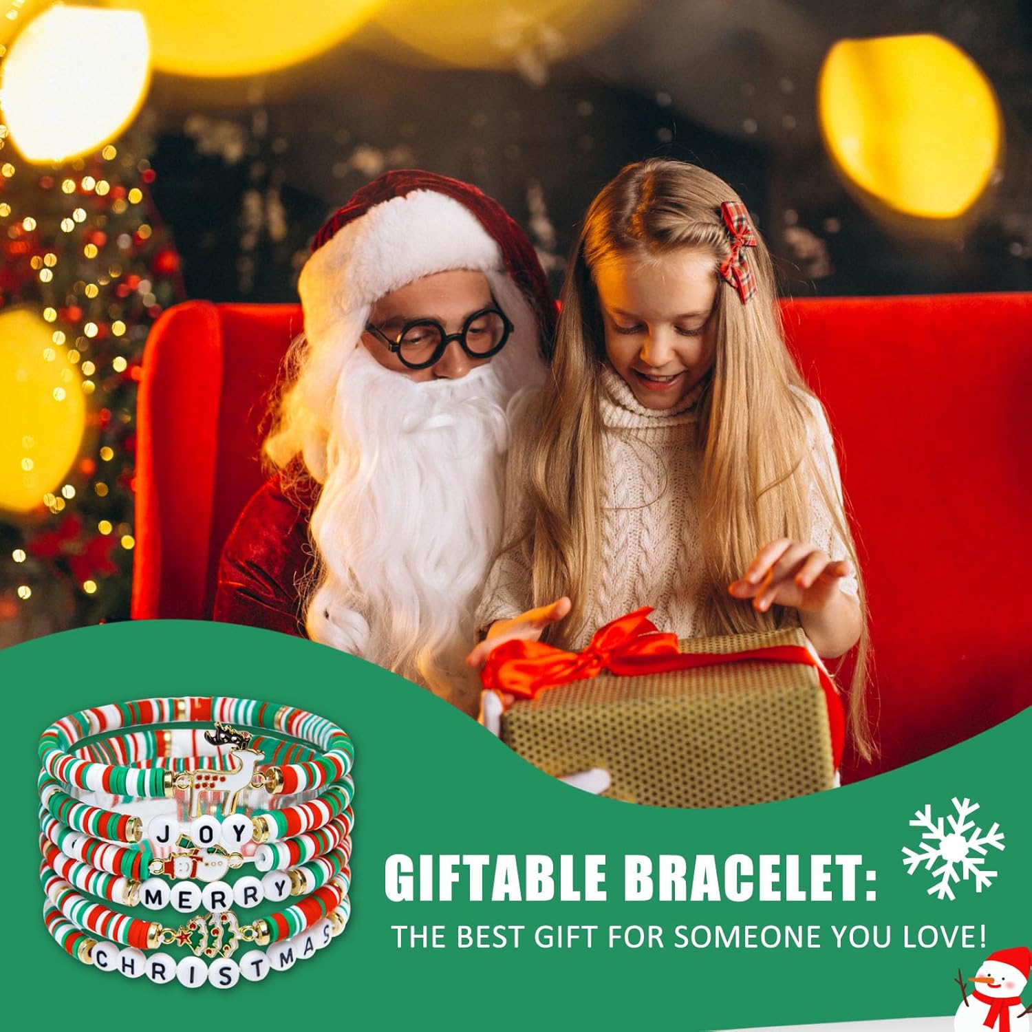 6 Pack Christmas Bracelets: Joy & Merry Candy-Style Stacks for Women & Teens - Perfect Christmas Gifts - Age 3 to Adult