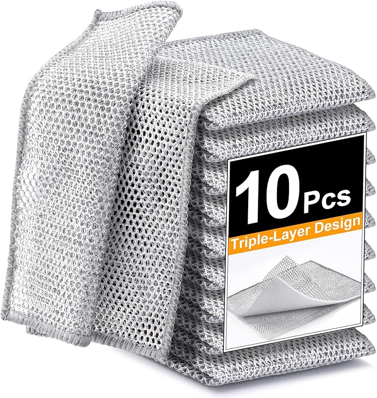 Non Scratch Wire Dishcloth, Multipurpose Wire Dishwashing Rag for Wet and Dry, Multifunctional Dish Rags for Washing Dishes, Reusable Steel Wool Scrubber for Kitchen Cleaning