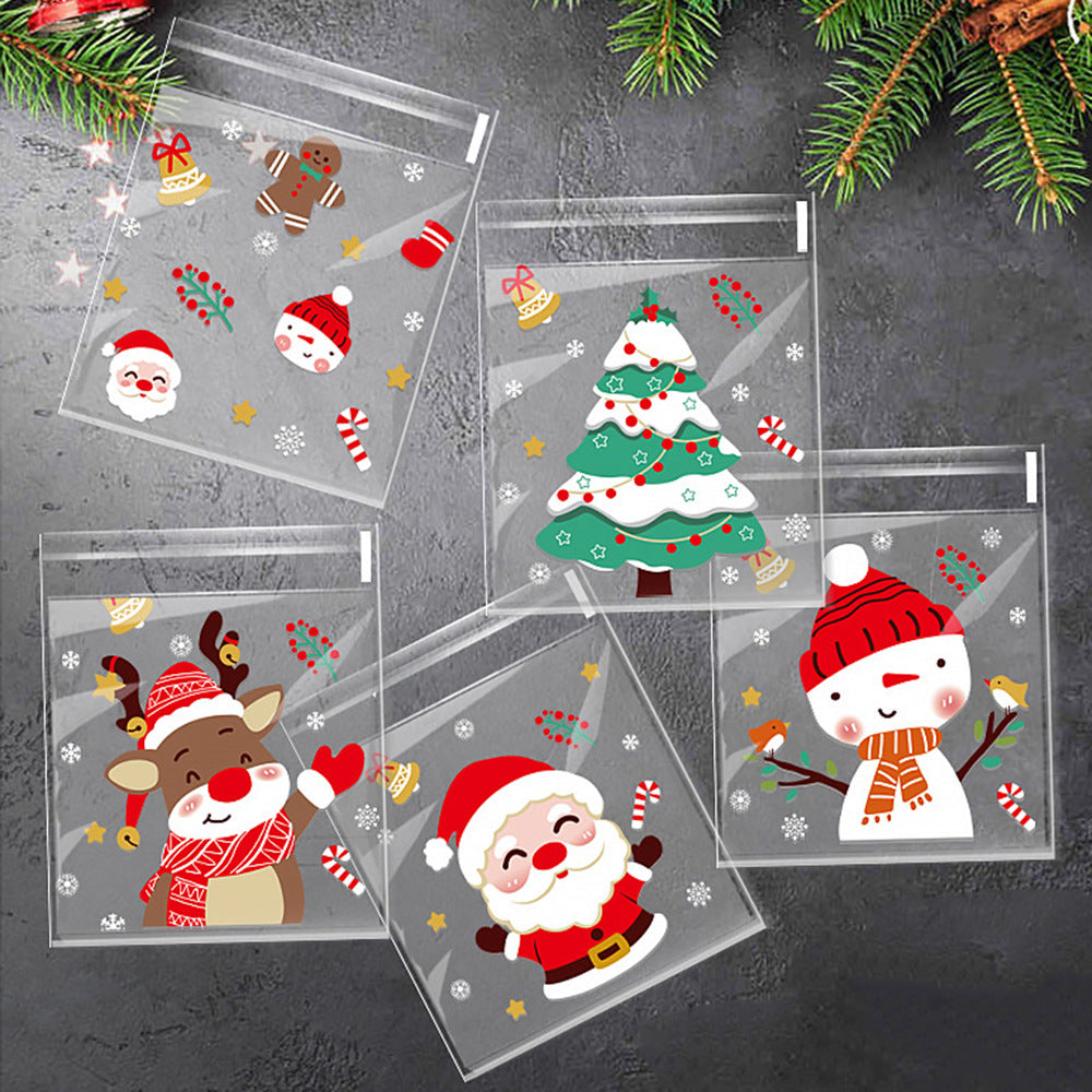 🎅🎄❄️100 Five Personalized Christmas Sets OPP Self-adhesive Bags Candy Chocolate Snack Bags Baking Cookies Snacks Packaging Bags🎁🌈