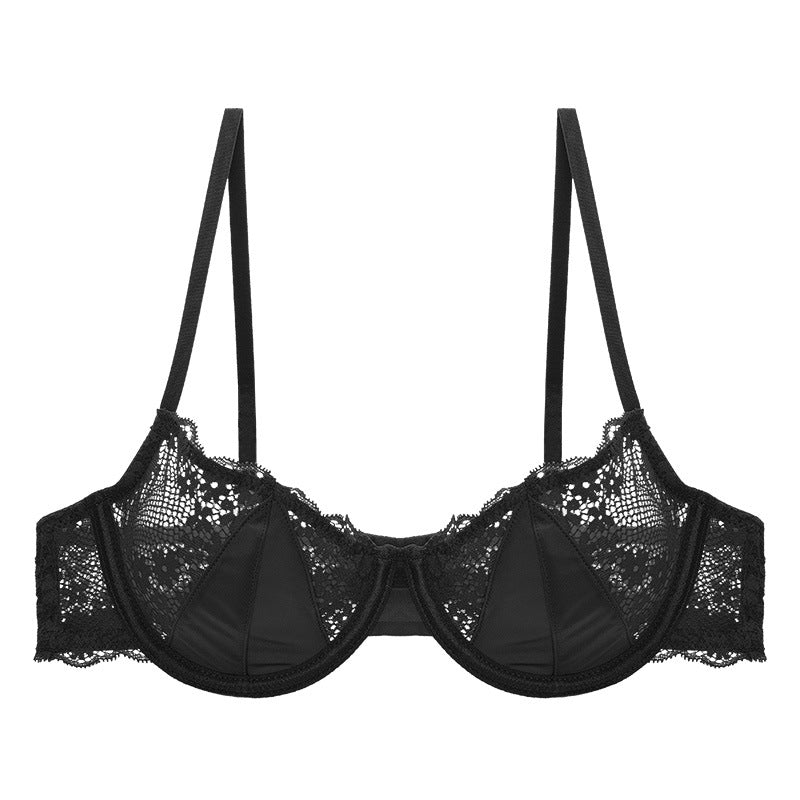 🎁🌈French Style Ultra-Thin Sexy Half-Cup Lace Bra for Large Busts, Minimizing Small Busts, Purely Push-Up, Anti-Sagging, Enhancing Bust Bra