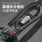 FY011Carbon Fiber Pattern Speedboat2.4G Full Scale Remote Control with Lights, Flip and Reset Electric High-Speed Water-Cooled Turbine Jet Boat