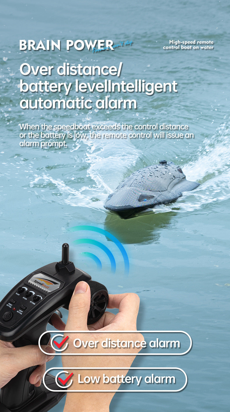 FY011Carbon Fiber Pattern Speedboat2.4G Full Scale Remote Control with Lights, Flip and Reset Electric High-Speed Water-Cooled Turbine Jet Boat