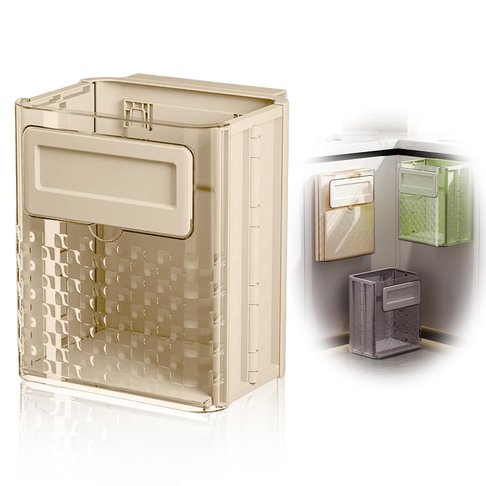 🌟🌟Folding Hanging Trash Can, Kitchen Cabinet/Car/Bedroom/Bathroom Folding Hanging Small Plastic Trash Can