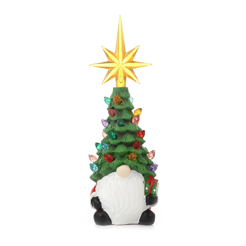 🎅🎄❄️Old Man Tree Resin Ornament Christmas Celebration Mall Window Cute Style Glowing Craft🎁🌈