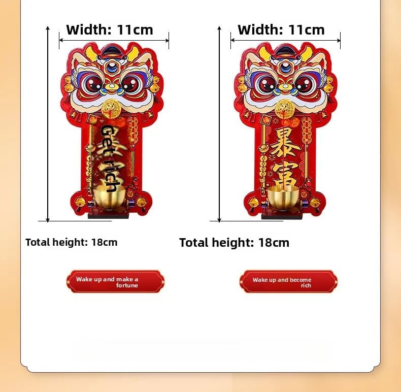 🌟🌟2-Pack, New Lion Awakening doorbell Magnetic Suction, New Year Decoration Products, Home Decoration Bell with Chinese Style, attracting Wealth and Prosperity