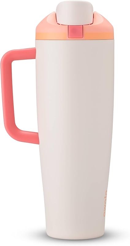 Tumbler Insulated Stainless Steel Water Bottle with Built-in Straw and Side Handle, For Travel, Work, School, and Sports, 40oz, BPA Free, Leak Proof, Lightly Toasted