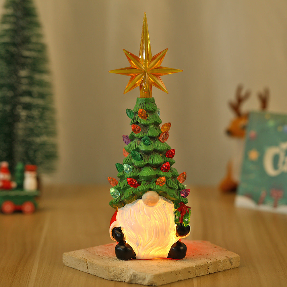 🎅🎄❄️Old Man Tree Resin Ornament Christmas Celebration Mall Window Cute Style Glowing Craft🎁🌈