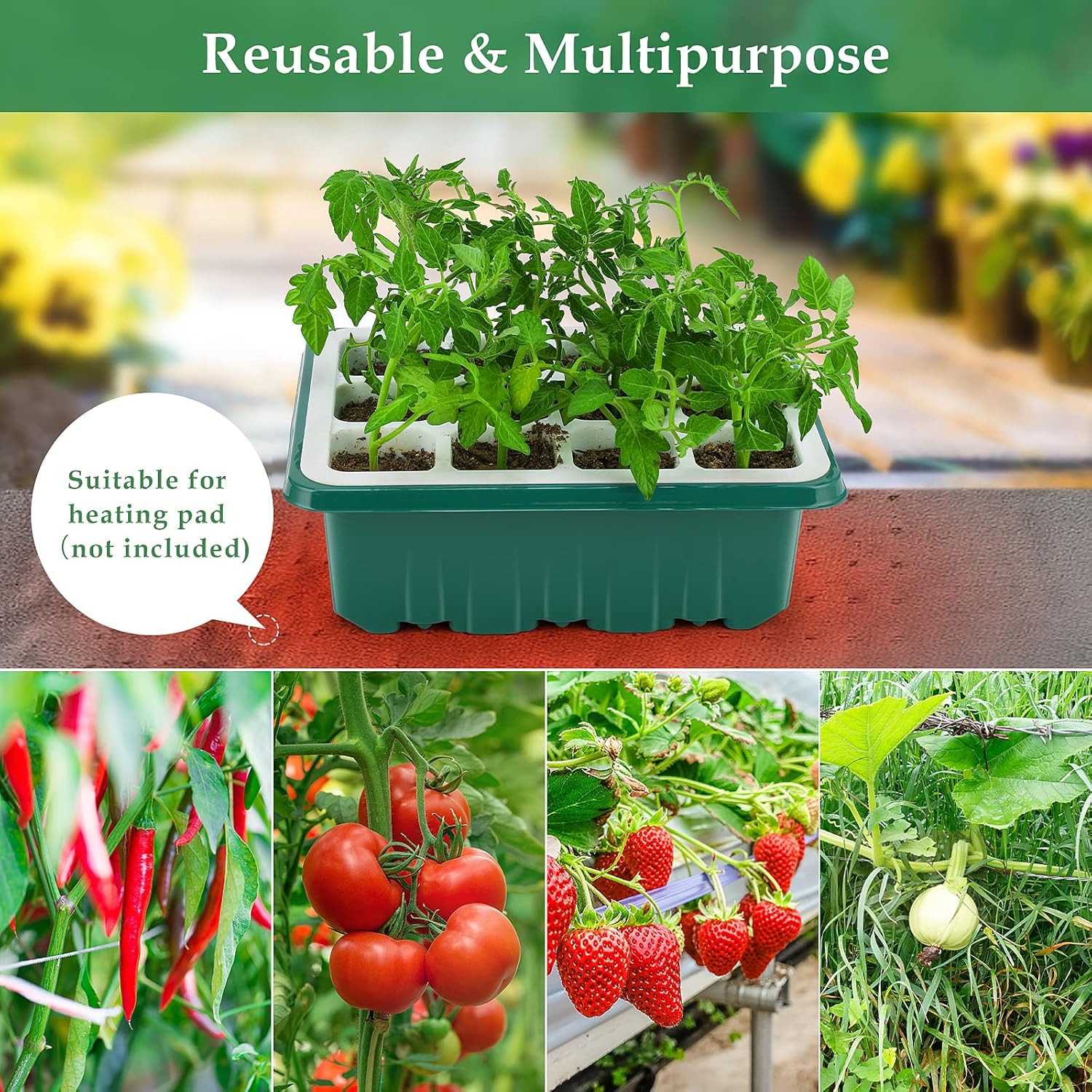 🌟🌟Seed Starter Tray, 48 Cells Indoor Seed Starter Kit, Flexible Silicone Designed Seedling Starter Trays, Germination Tray with Humidity Dome & Lids(4in Height), Reusable & Dishwasher Safe