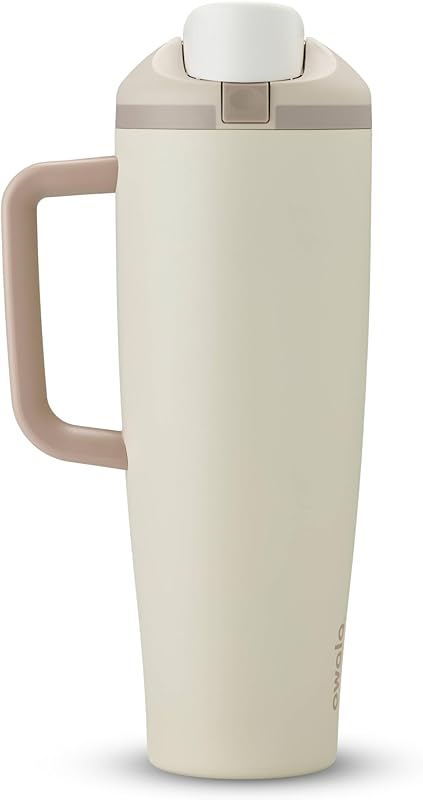 Tumbler Insulated Stainless Steel Water Bottle with Built-in Straw and Side Handle, For Travel, Work, School, and Sports, 40oz, BPA Free, Leak Proof, Lightly Toasted