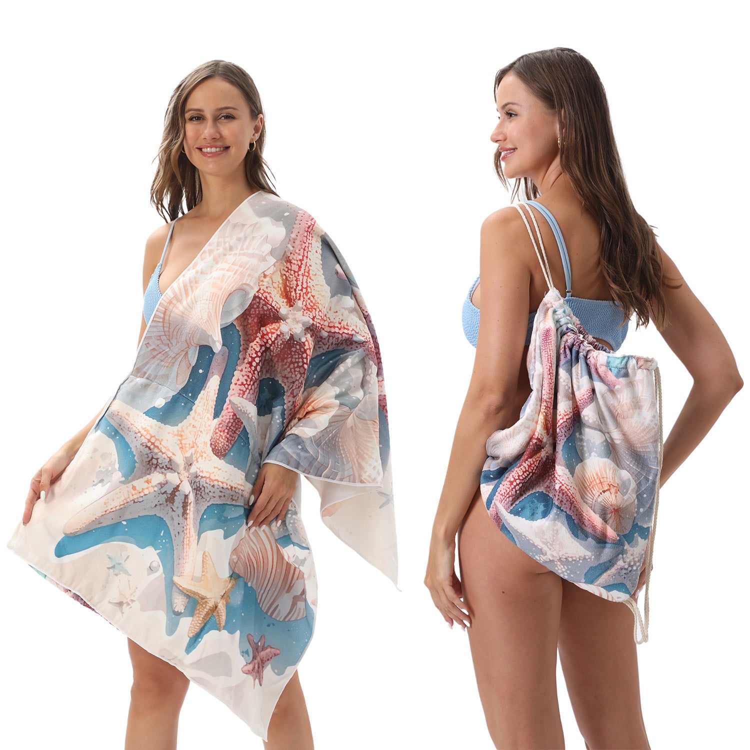 2-in-1 Foldable Beach Towel Printed Bath Towel Integrated Beach Towel Integrated Bag Storage