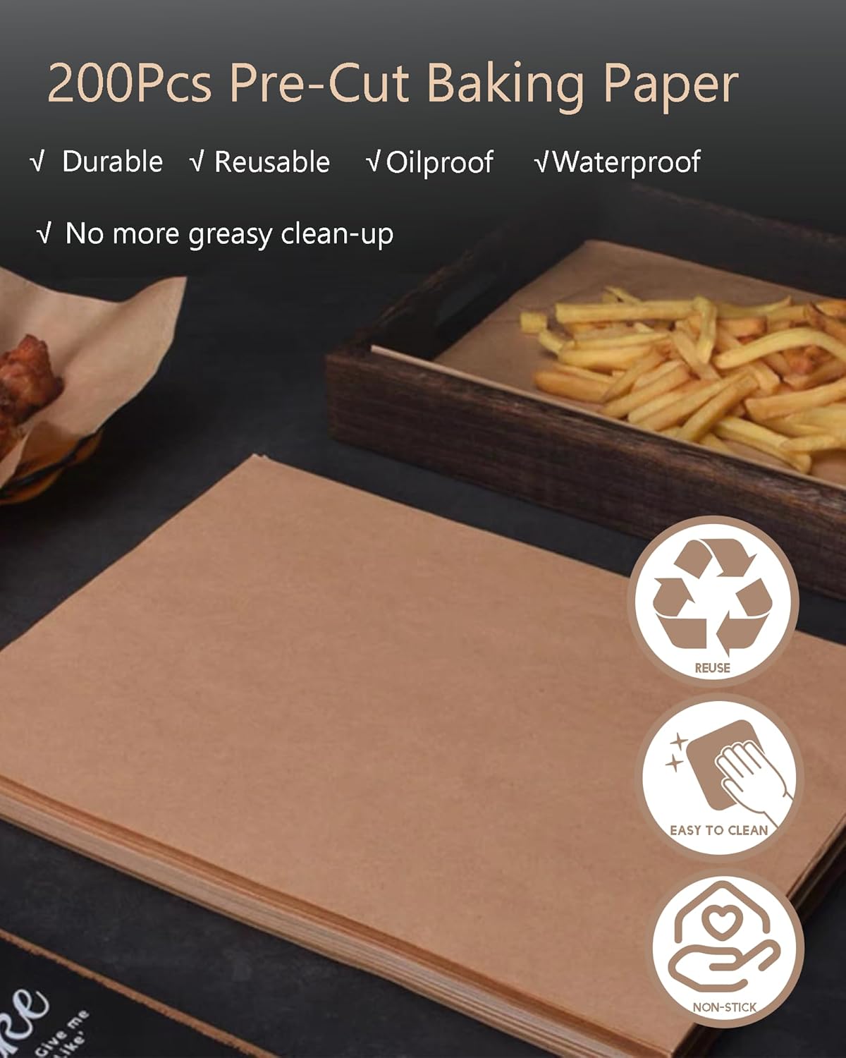 200 Pcs Dual-Sided Silicone Parchment Paper Sheets - Food Grade Non-Stick BBQ and Baking Paper for Ovens and Baking Trays - 12x16 inches