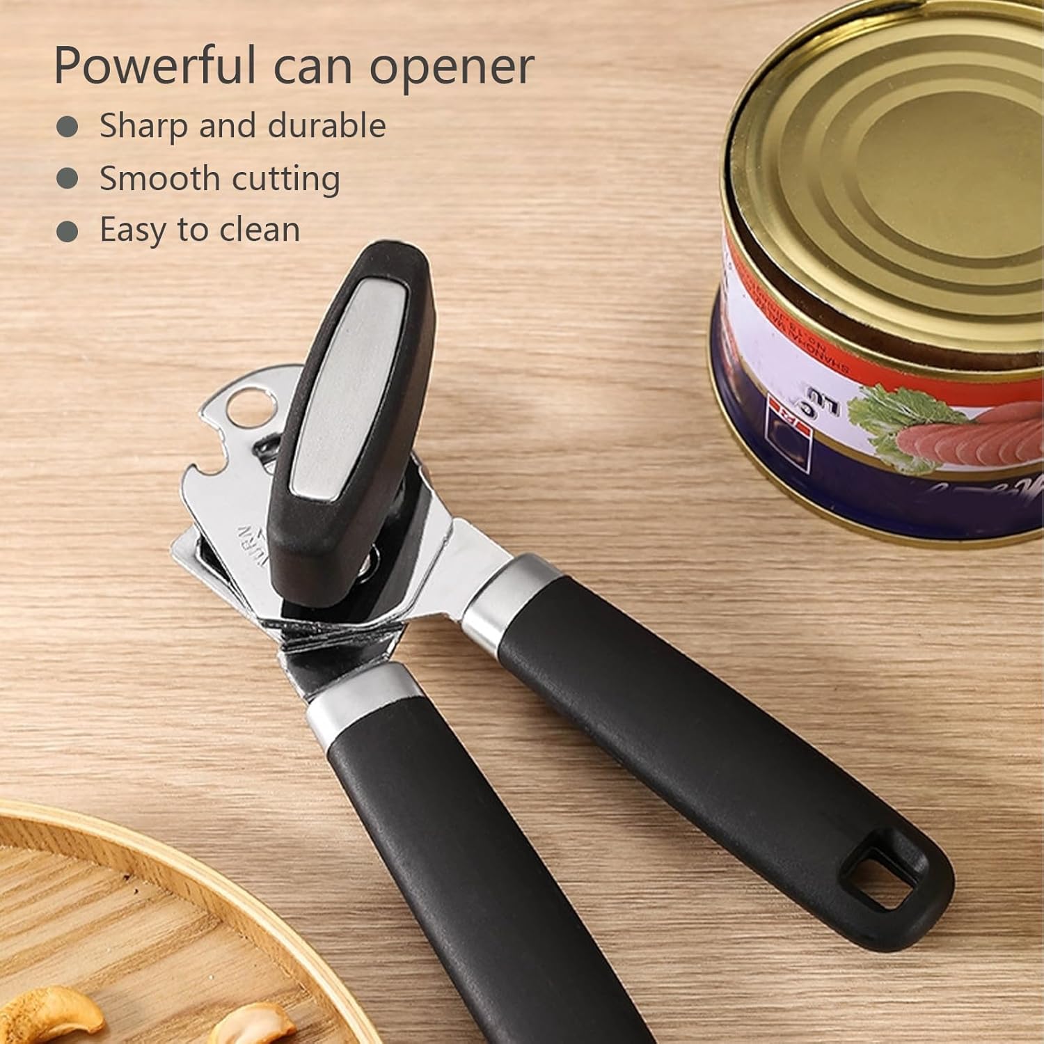 Can Opener Manual Heavy Duty,Can Opener Stainless Steel With Magnet,Have Smooth Edges,Durable Sharp Blade,Effort-Saving Big Knob And Anti Slip Handle,Manual Bottles Opener For Seniors
