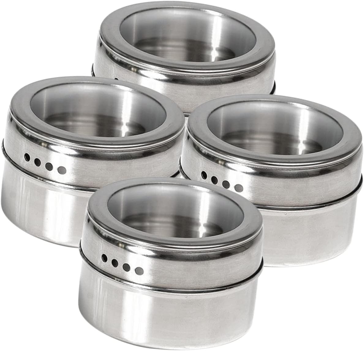 🌟 🌟Visible Window Spice Containers Lids 4 Pack Magnetic Condiment