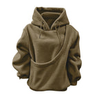 2025 new  Autumn Winter Solid Color Hooded Plush Pet Pocket Loose Pullover Sweatshirt for Women