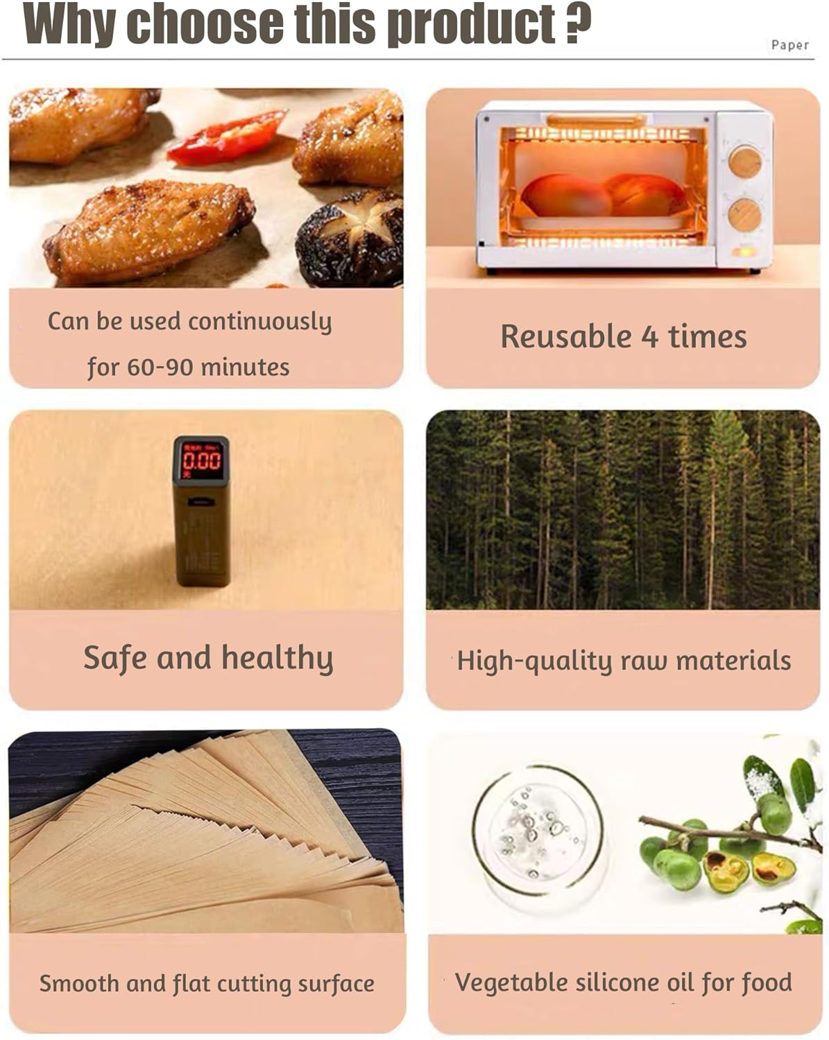 200 Pcs Dual-Sided Silicone Parchment Paper Sheets - Food Grade Non-Stick BBQ and Baking Paper for Ovens and Baking Trays - 12x16 inches