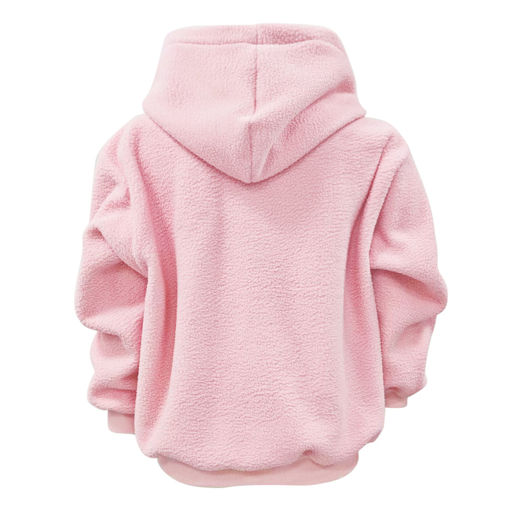 2025 new  Autumn Winter Solid Color Hooded Plush Pet Pocket Loose Pullover Sweatshirt for Women