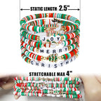 6 Pack Christmas Bracelets: Joy & Merry Candy-Style Stacks for Women & Teens - Perfect Christmas Gifts - Age 3 to Adult