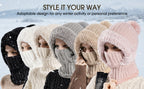 🌟🌟Three-in-One Cold-Proof Knitted Hat，New Women's Autumn and Winter Windproof Scarf Balaclava Hat（Khaki）