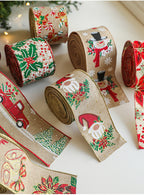 Linen Christmas Ribbon Christmas Tree Vine Wreath Decoration Ribbon Woven Ribbon Party Supplies Atmosphere Arrangement Color Ribbon