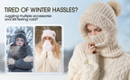 🌟🌟Three-in-One Cold-Proof Knitted Hat，New Women's Autumn and Winter Windproof Scarf Balaclava Hat（Khaki）