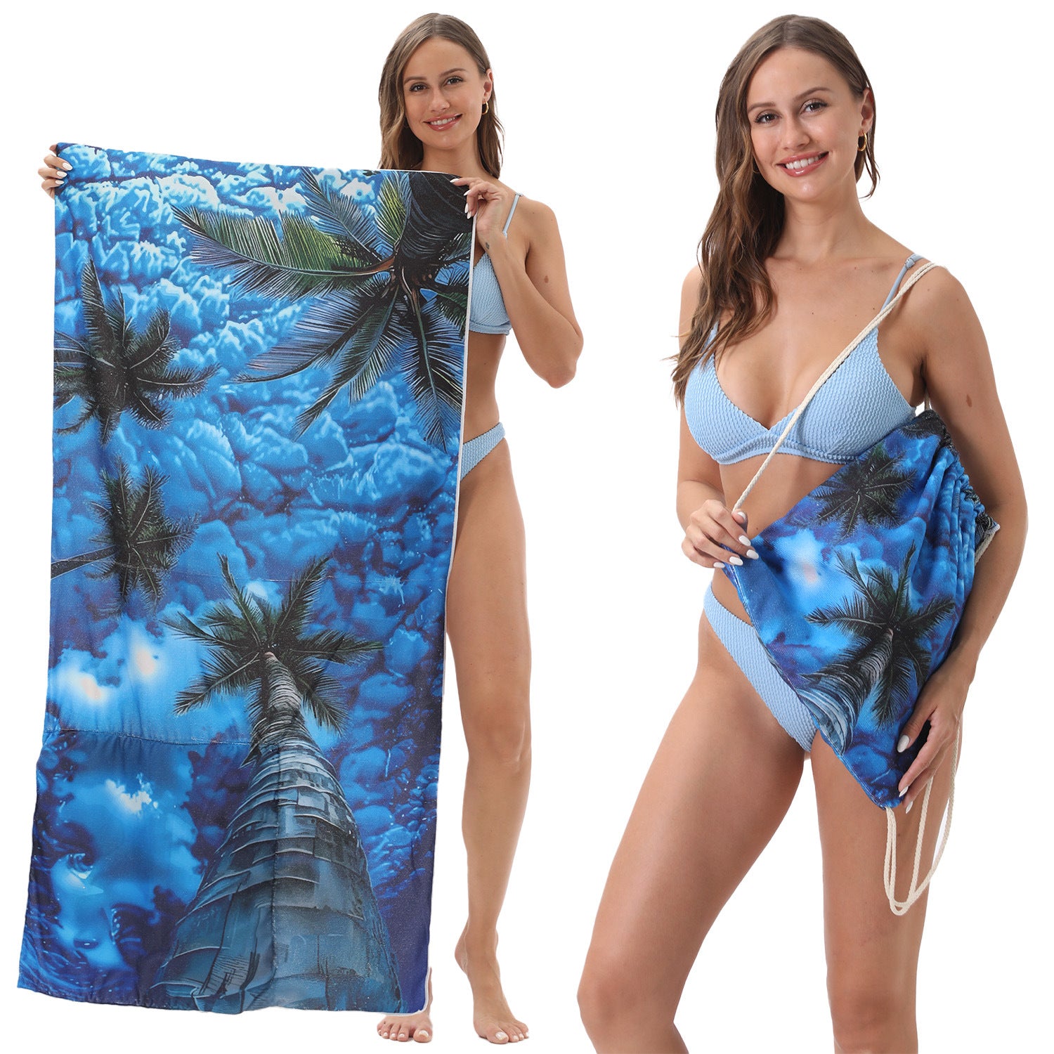 2-in-1 Foldable Beach Towel Printed Bath Towel Integrated Beach Towel Integrated Bag Storage