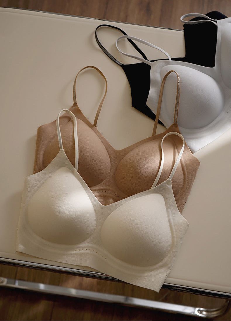 🎁🌈Invisible Seamless Large Bust Minimizer Bra for Women with Fine Shimmer Straps, Beautiful Back, Gathered Design, Wireless Vest-style Bra