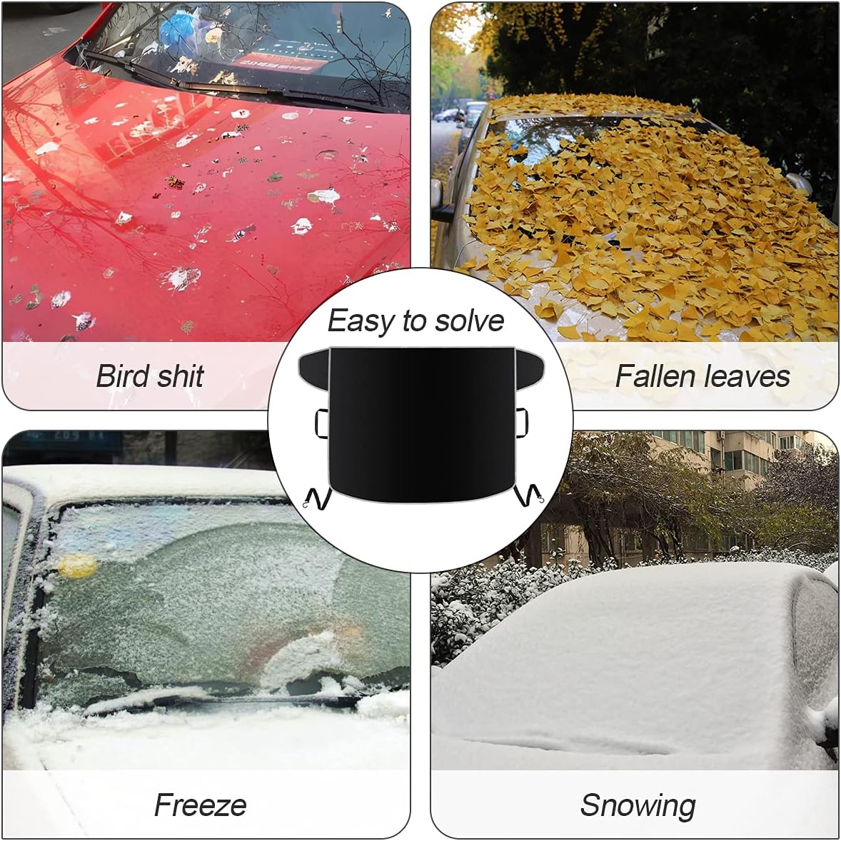 🌟🌟Windshield Snow Cover for Cars, Trucks, Vans - Waterproof, Windproof Winter Frost and Ice Removal Sunshade With Side Mirror Covers