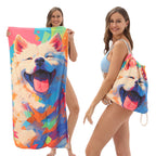 2-in-1 Foldable Beach Towel Printed Bath Towel Integrated Beach Towel Integrated Bag Storage