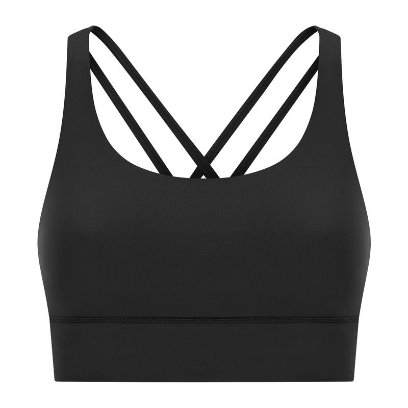 🎁🌈New Cross Back Yoga Bra Double-sided Brushed Bare-feel High-strength Shockproof Push-up Sports Bra
