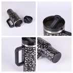 40 Oz Tumbler With Handle Straw Insulated, Stainless Steel Spill Proof Vacuum Coffee Cup Tumbler With Lid Tapered Mug