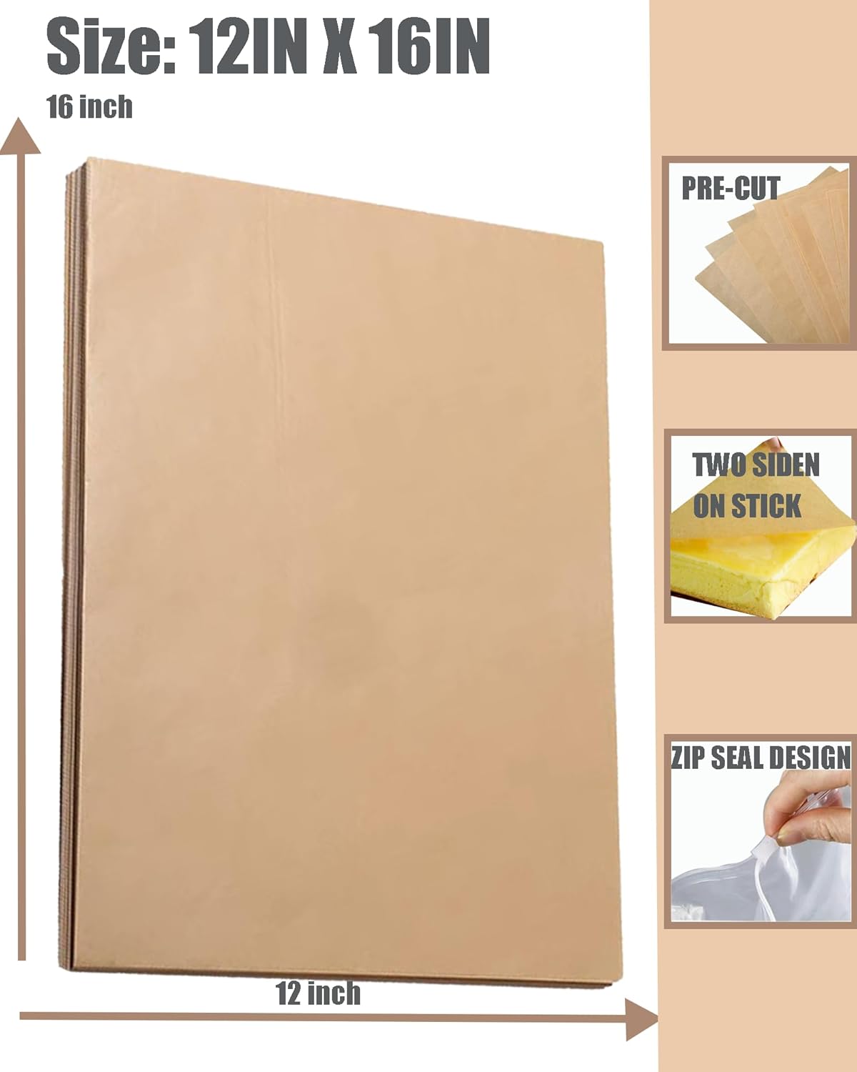200 Pcs Dual-Sided Silicone Parchment Paper Sheets - Food Grade Non-Stick BBQ and Baking Paper for Ovens and Baking Trays - 12x16 inches