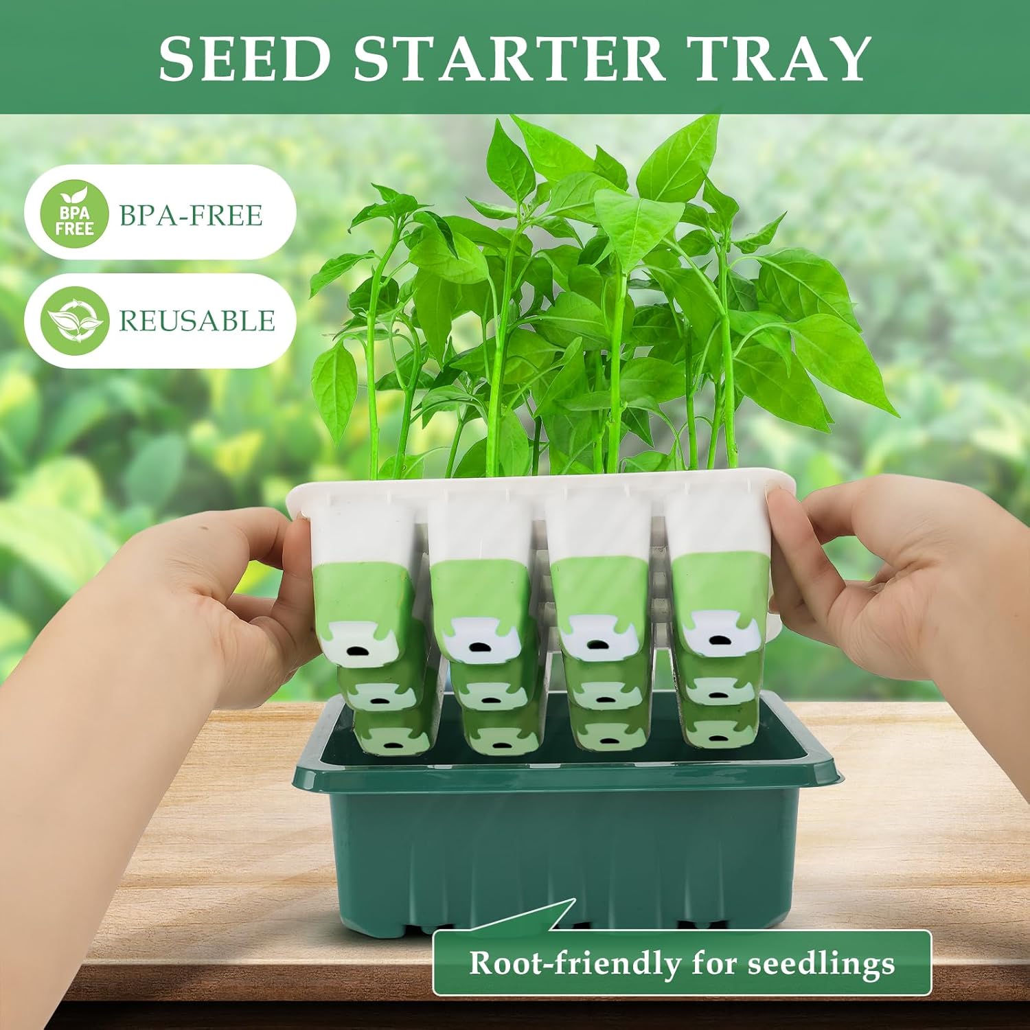 🌟🌟Seed Starter Tray, 48 Cells Indoor Seed Starter Kit, Flexible Silicone Designed Seedling Starter Trays, Germination Tray with Humidity Dome & Lids(4in Height), Reusable & Dishwasher Safe