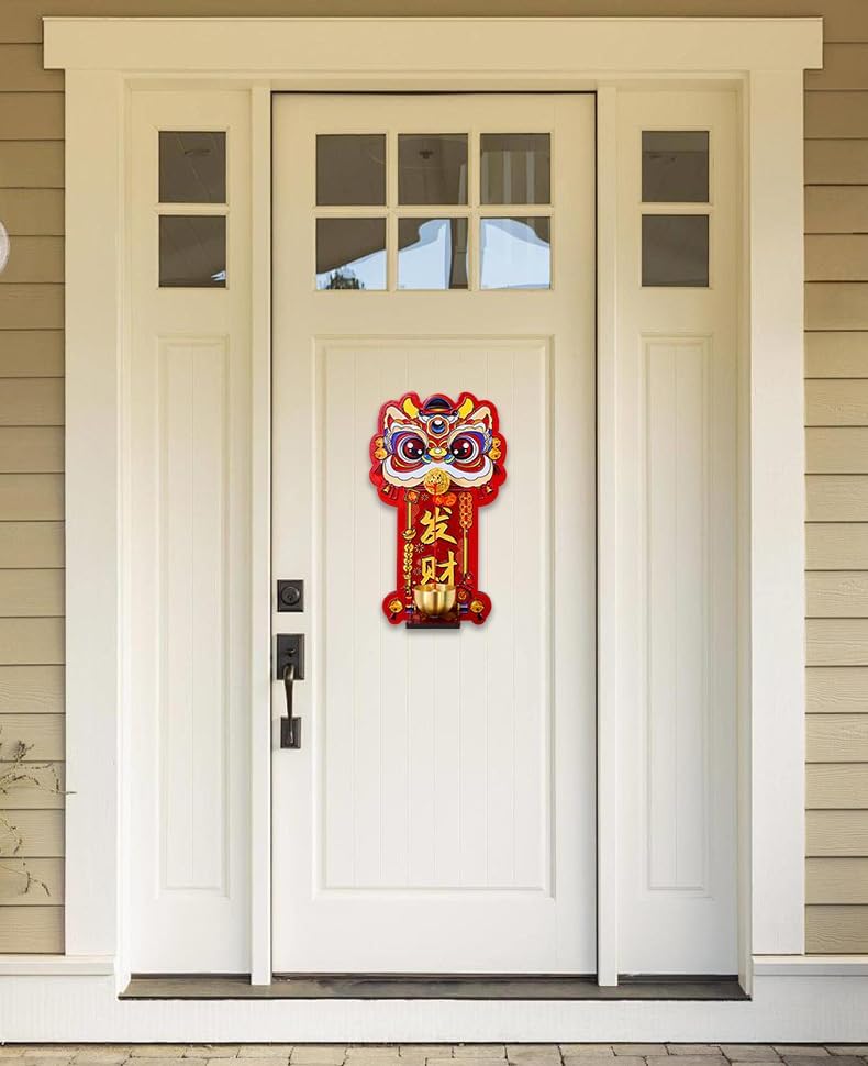 🌟🌟2-Pack, New Lion Awakening doorbell Magnetic Suction, New Year Decoration Products, Home Decoration Bell with Chinese Style, attracting Wealth and Prosperity