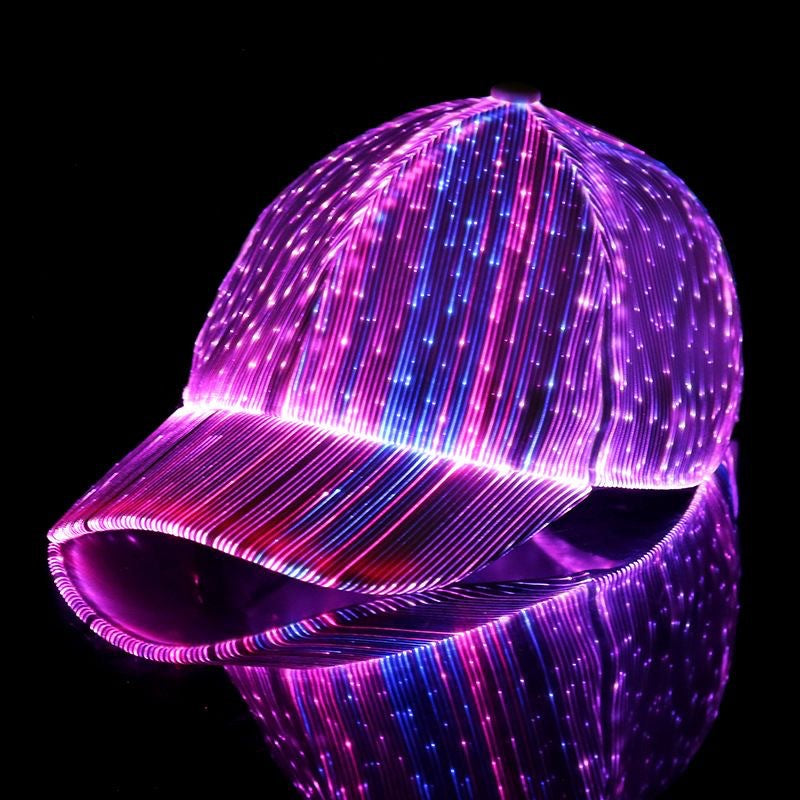 🌟  🌟 Hot sale new led Fiber Optic Glowing Hat Bar Disco Glowing Baseball Cap Hip Hop Couple Flashing Hat 🌟  🌟