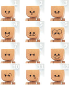 🌟🌟Shaking Wooden Man Figurine, Wooden Figure That Sways Handmade Car Dashboard Decorations, Charming Little Wood Figure That Sways with 12Pcs Magnetic Expressions Christmas Ornament Home/Office Gift