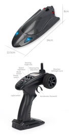 FY011Carbon Fiber Pattern Speedboat2.4G Full Scale Remote Control with Lights, Flip and Reset Electric High-Speed Water-Cooled Turbine Jet Boat