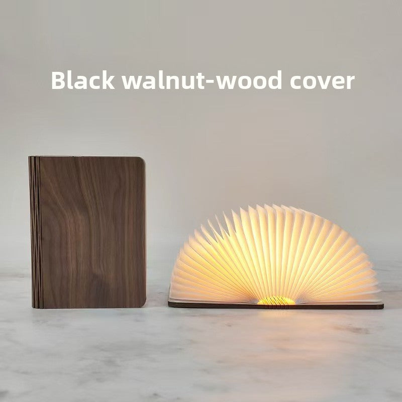 🌟🌟Foldable Book Light Eye Protection Night Light USB Dimmable Walnut Base Portable Table Lamp Lantern Bedside Ambient Light