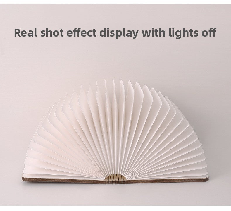 🌟🌟Foldable Book Light Eye Protection Night Light USB Dimmable Walnut Base Portable Table Lamp Lantern Bedside Ambient Light