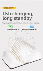 🌟🌟Foldable Book Light Eye Protection Night Light USB Dimmable Walnut Base Portable Table Lamp Lantern Bedside Ambient Light