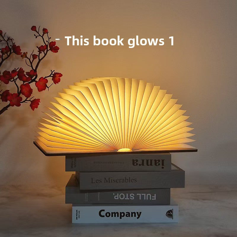 🌟🌟Foldable Book Light Eye Protection Night Light USB Dimmable Walnut Base Portable Table Lamp Lantern Bedside Ambient Light
