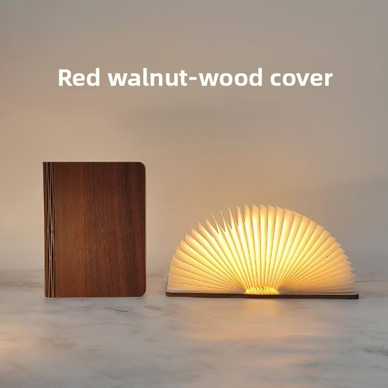 🌟🌟Foldable Book Light Eye Protection Night Light USB Dimmable Walnut Base Portable Table Lamp Lantern Bedside Ambient Light