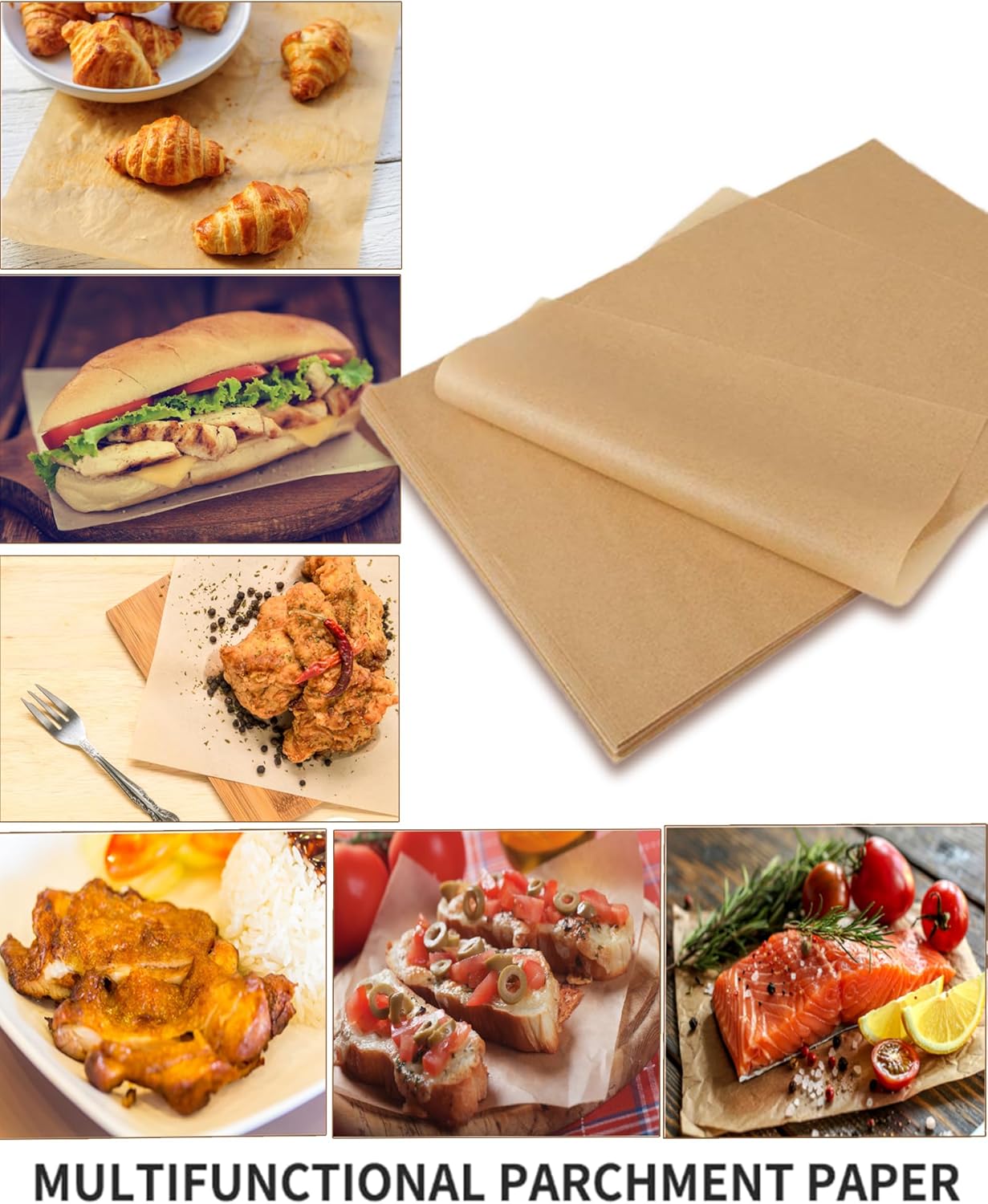 200 Pcs Dual-Sided Silicone Parchment Paper Sheets - Food Grade Non-Stick BBQ and Baking Paper for Ovens and Baking Trays - 12x16 inches