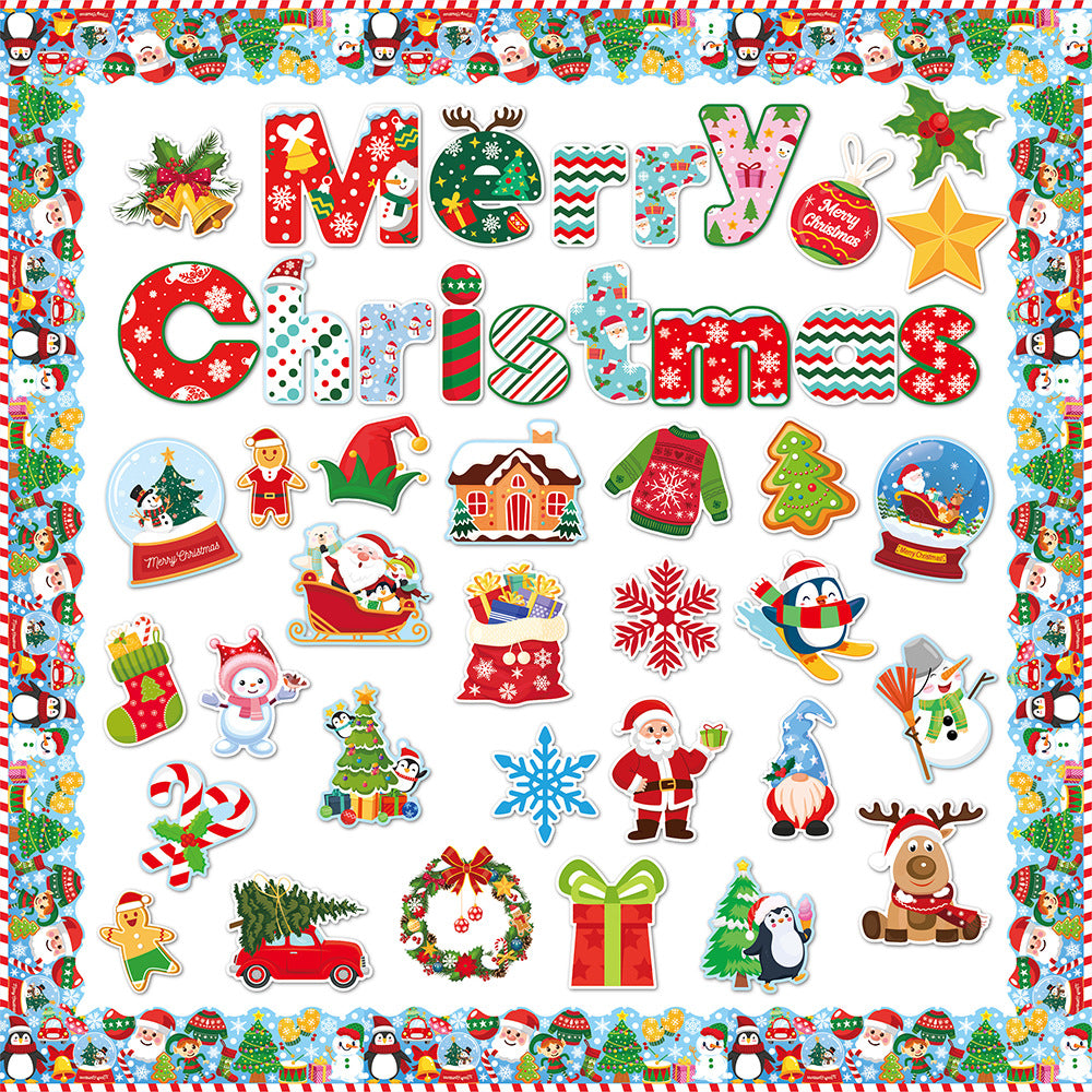 🎅🎄❄️Christmas Party Decoration Set Merry Chrismas Decorate the bulletin board with Christmas wall stickers🎅🎄❄️