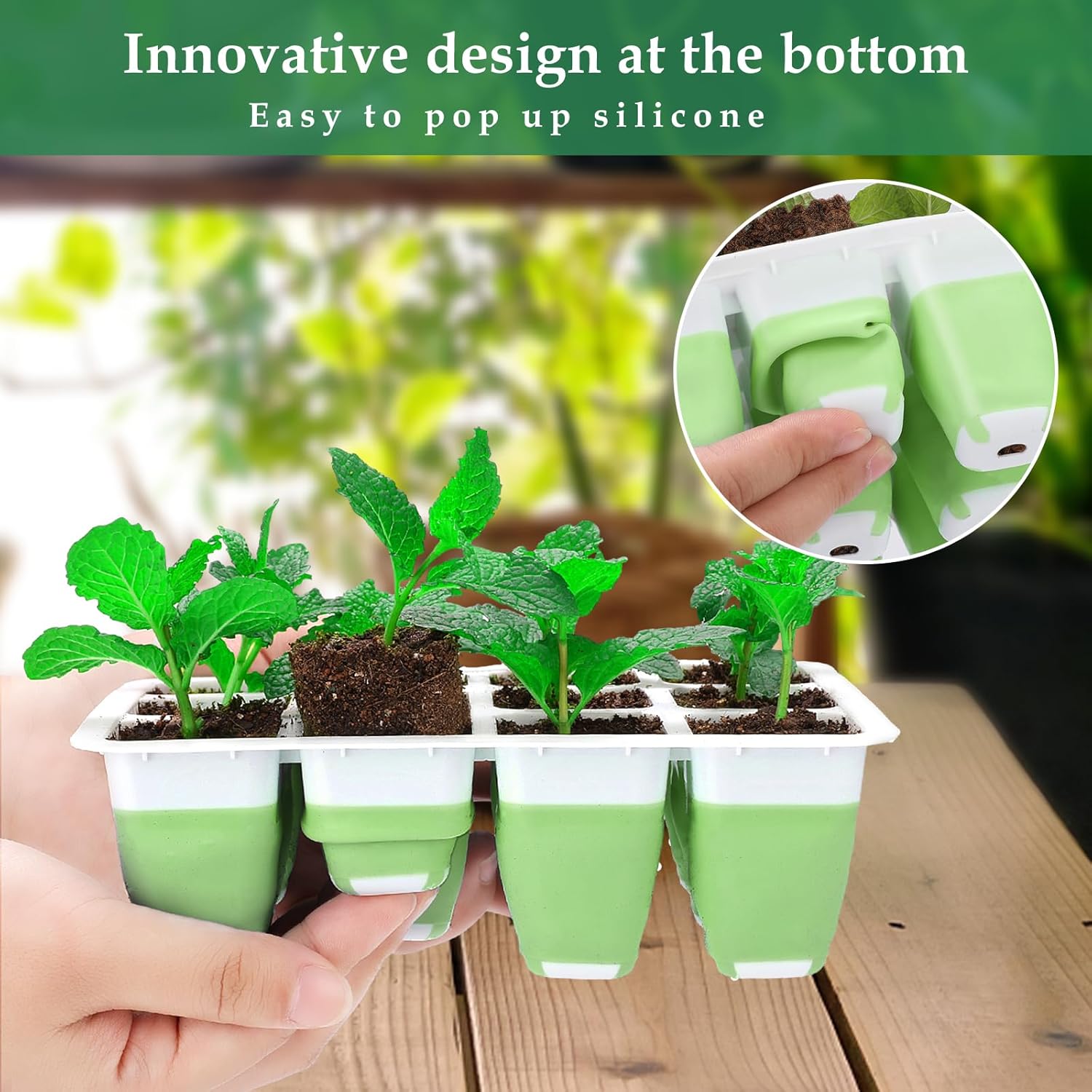 🌟🌟Seed Starter Tray, 48 Cells Indoor Seed Starter Kit, Flexible Silicone Designed Seedling Starter Trays, Germination Tray with Humidity Dome & Lids(4in Height), Reusable & Dishwasher Safe