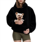 2025 new  Autumn Winter Solid Color Hooded Plush Pet Pocket Loose Pullover Sweatshirt for Women