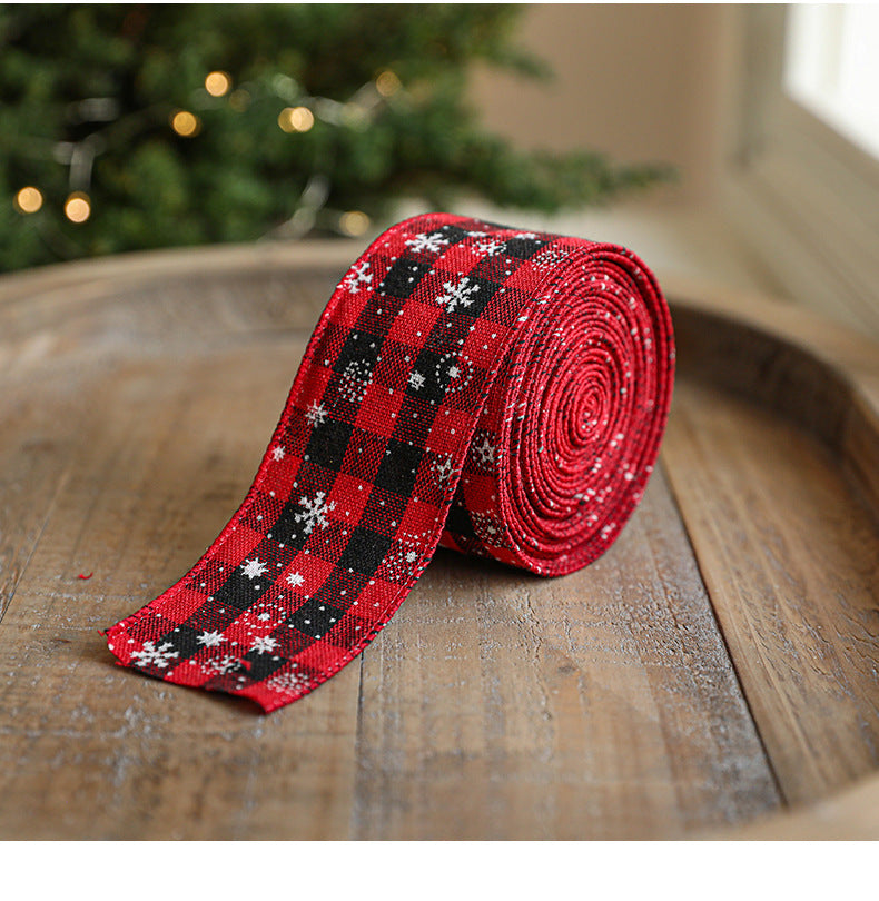 Linen Christmas Ribbon Christmas Tree Vine Wreath Decoration Ribbon Woven Ribbon Party Supplies Atmosphere Arrangement Color Ribbon