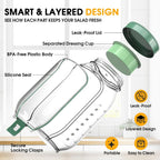 🌟 🌟The Original Salad Pod - Salad Pod Mason Jar Side Open with Leakproof Dressing Compartment,Microwave-safe, dishwasher-safe, and freezer-safe,Suitable for Home, Outdoor, Travel and Party
